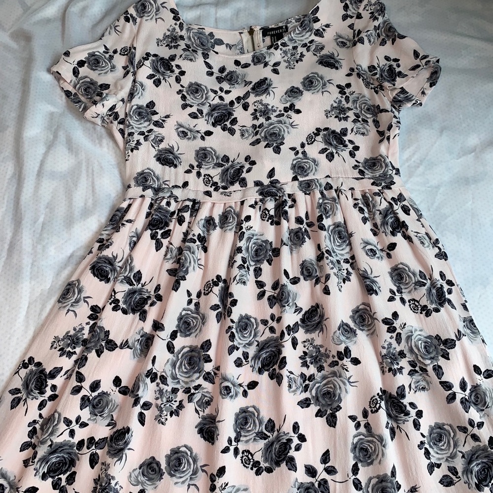 Forever 21 pastel pink fit and flare dress